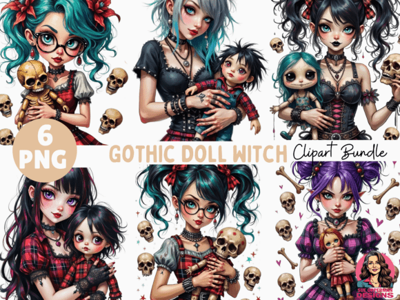 Download Gothic Doll Witch | 6 PNG Bundle - Premium Resources
